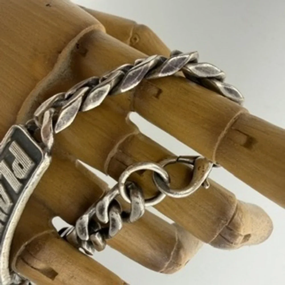 Vintage Playboy ID Bracelet Unisex OS Silver Good Curb Link Chain Embossed Logo